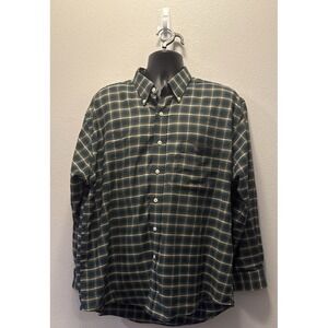 Towncraft Men's XL Long Sleeve Button Down  Green‎ Plaid Pocket Dress Shirt